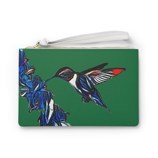 Hummingbird Blue Stick Green Clutch Bag (2)