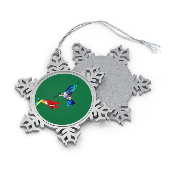 Hummingbird Sweet Pewter Green Snowflake Ornament