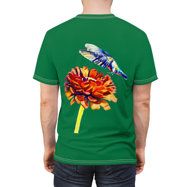 Unisex Cut & Sew Hummingbird Wings Up Green Tee (AOP 1)