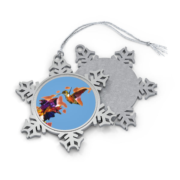 Hummingbird Violet Pewter Light Blue Snowflake Ornament