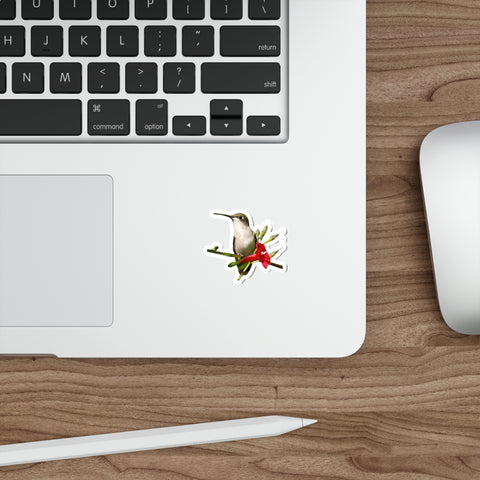 Hummingbird Red Bloom Die-Cut Stickers