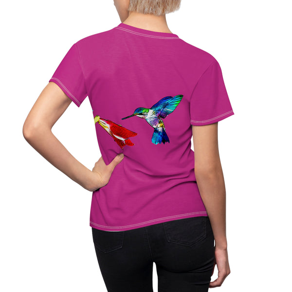 Women's Cut & Sew Hummingbird Sweet Neat Pink Tee (AOP 1)