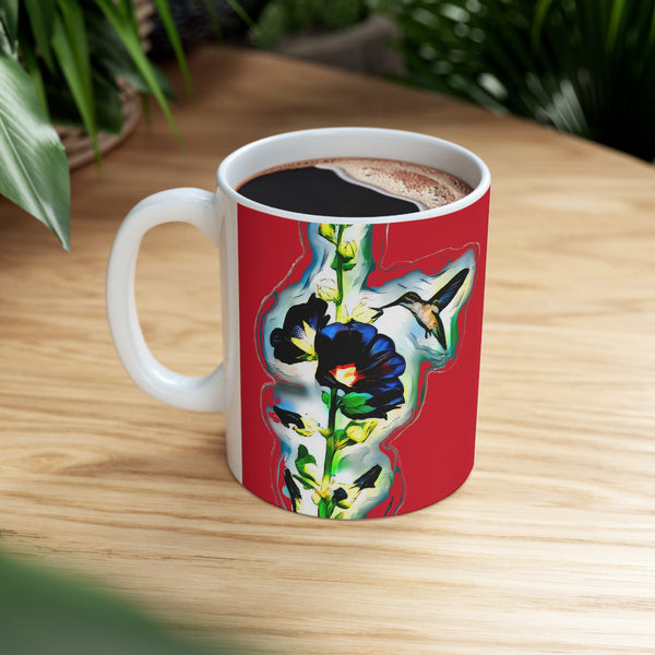 Hummingbird Standing Red Ceramic Mug 11oz