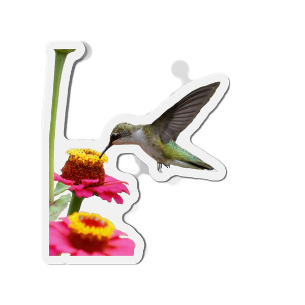 Hummingbird Zinnia Die-Cut Magnets