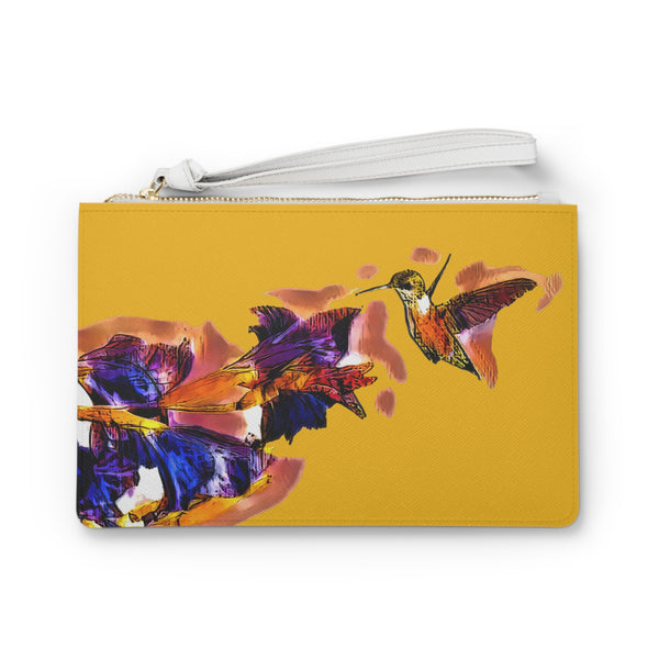 Hummingbird Violet Yellow Clutch Bag (2)