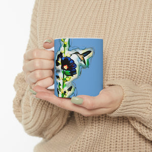 Hummingbird Standing Blue Ceramic Mug 11oz