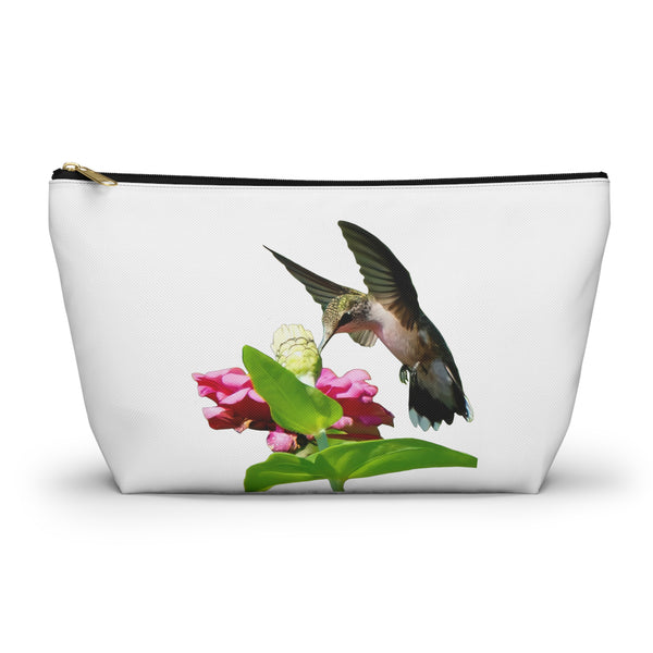 Hummingbird Wings Up White Accessory Pouch w T-bottom