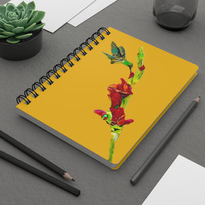 Hummingbird Gladiolus Standing Yellow Spiral Bound Journal