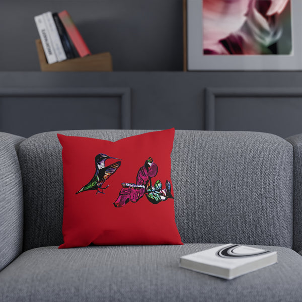 Hummingbird Bounce Red Cushion