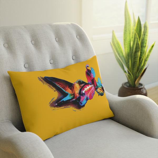 Hummingbird Landing Yellow Cushion