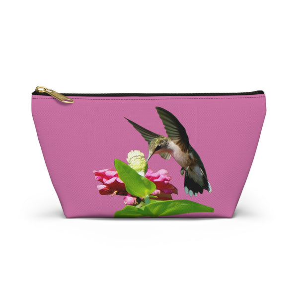 Hummingbird Wings Up Neat Pink Accessory Pouch w T-bottom