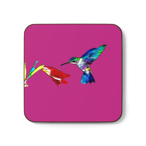 Hummingbird Sweet Neat Pink Hardboard Back Coaster