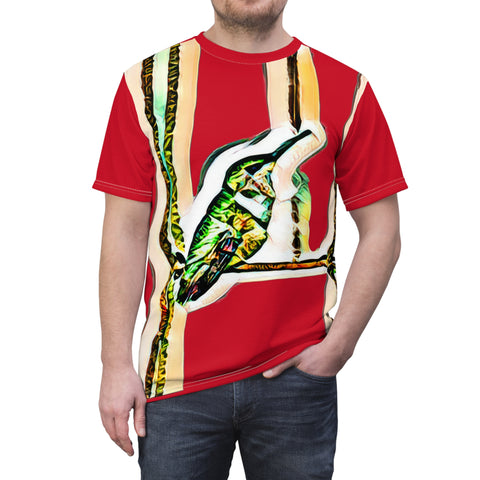 Unisex Cut & Sew Hummingbird Gaze Light Blue Tee (AOP 1)