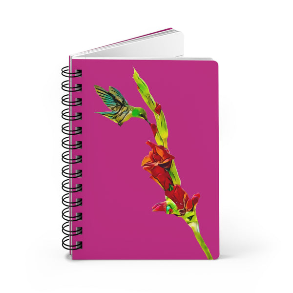 Hummingbird Gladiolus Standing Neat Pink Spiral Bound Journal