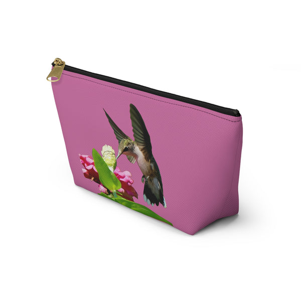 Hummingbird Wings Up Neat Pink Accessory Pouch w T-bottom
