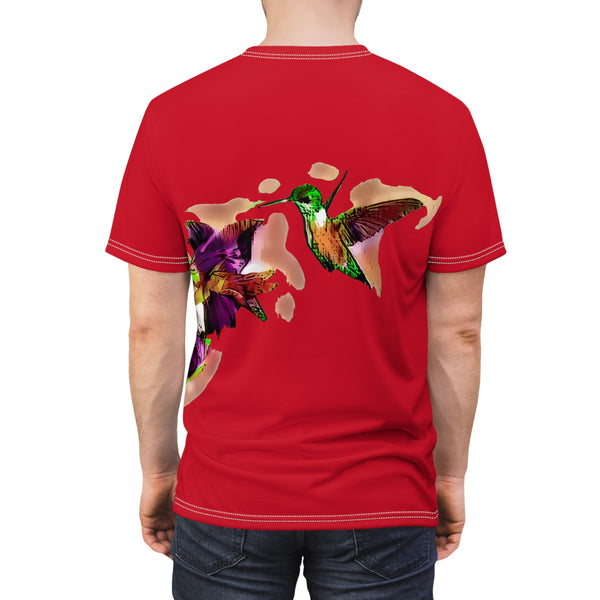 Unisex Cut & Sew Hummingbird Violet Red Tee (AOP 1)