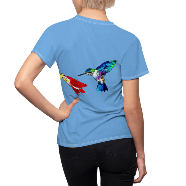 Women's Cut & Sew Hummingbird Sweet Light Blue Tee (AOP 1)