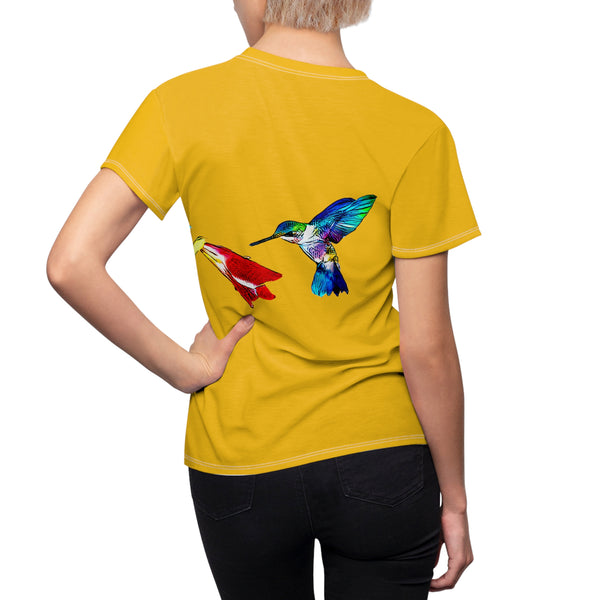 Women's Cut & Sew Hummingbird Sweet Yellow Tee (AOP 1)