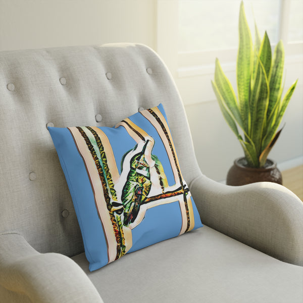 Hummingbird Emerald Light Blue Cushion