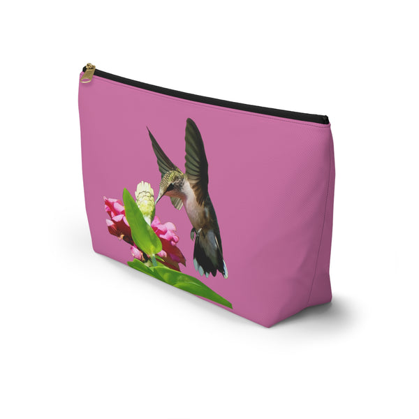 Hummingbird Wings Up Neat Pink Accessory Pouch w T-bottom