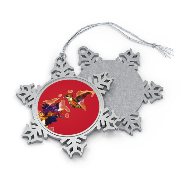 Hummingbird Violet Pewter Red Snowflake Ornament