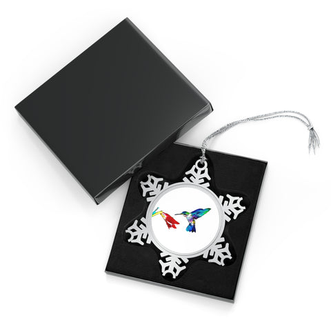 Hummingbird Sweet Pewter Snowflake Ornament