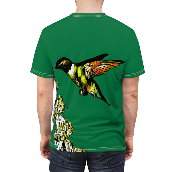 Unisex Cut & Sew Hummingbird Stick Light Green Tee (AOP 1)