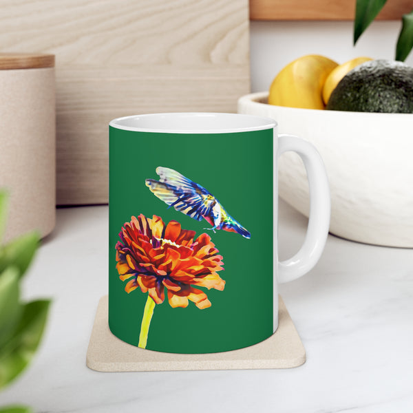 Hummingbird Wings Ceramic Green Mug 11oz