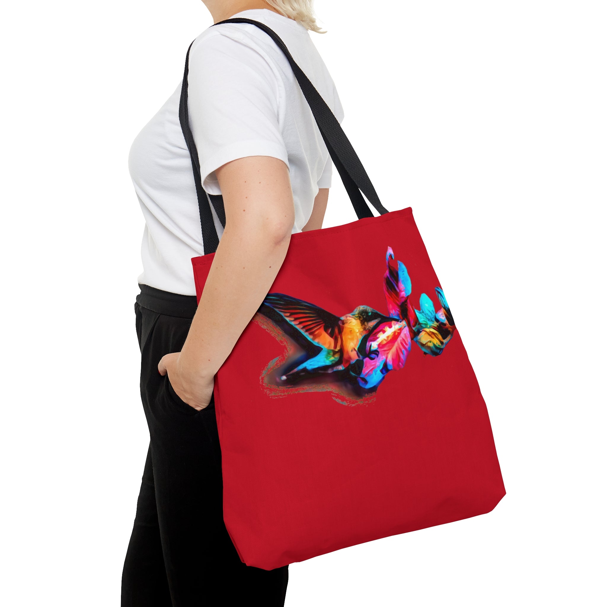 Hummingbird Landing Red Tote Bag (AOP 1)