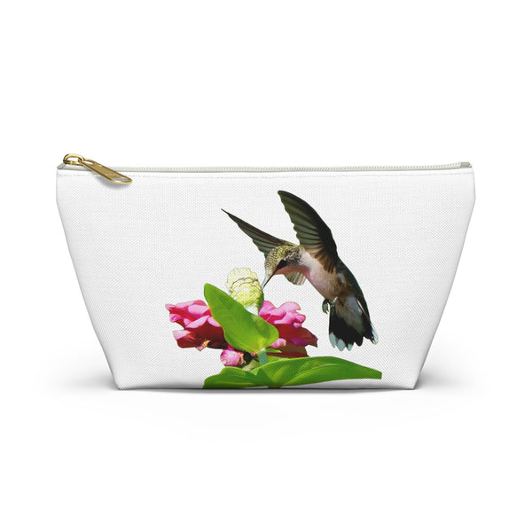 Hummingbird Wings Up White Accessory Pouch w T-bottom