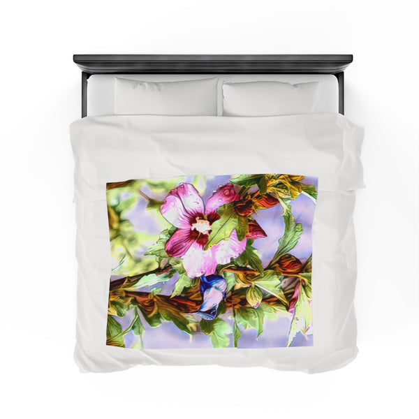 Hummingbird Heaven Drops Velveteen Plush Blanket