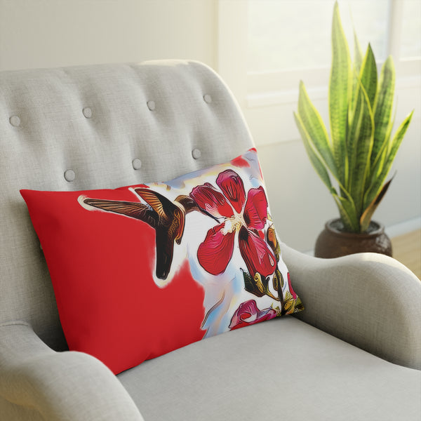 Hummingbird Red Rosa Red Cushion