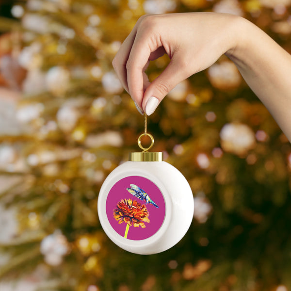 Hummingbird Wings Up Neat Pink Ball Ornament