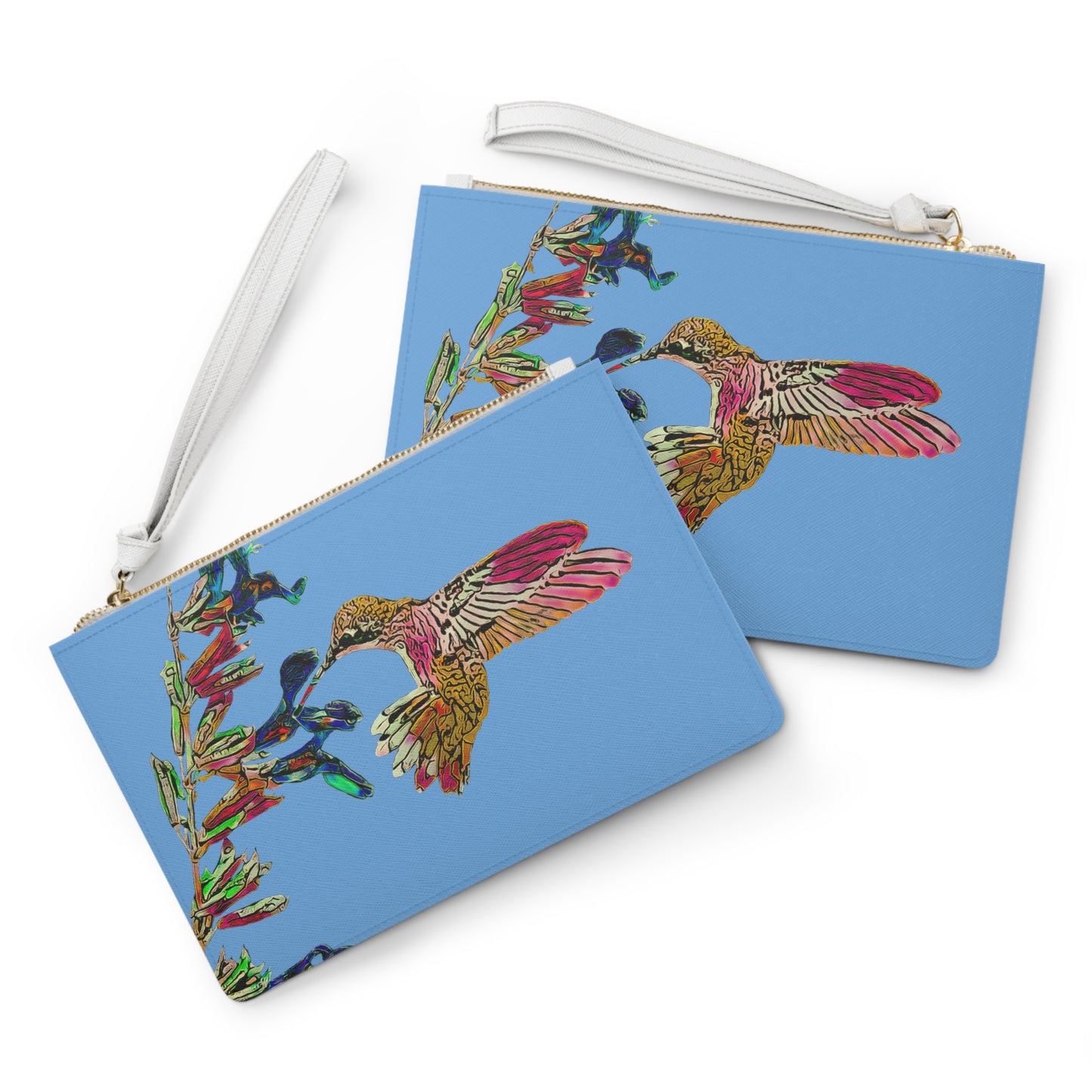 Hummingbird Twist Light Blue Clutch Bag