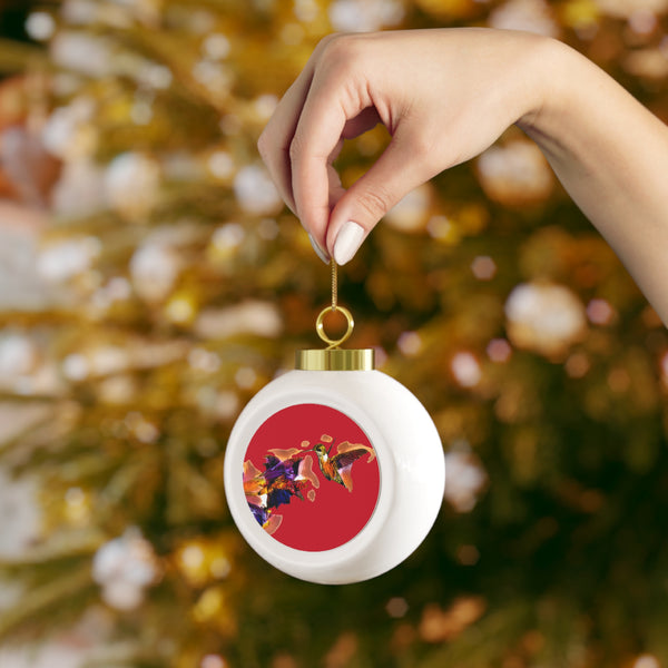 Hummingbird Violet Red Ball Ornament