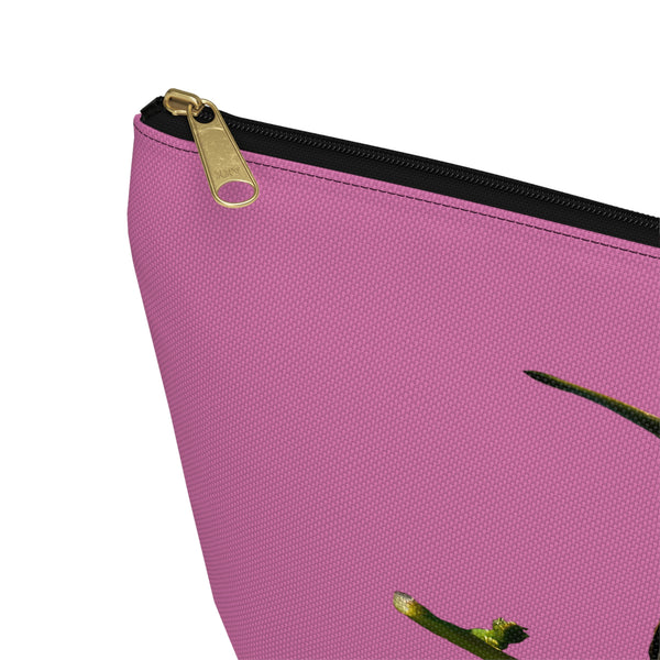 Hummingbird Red Bloom Neat Pink Accessory Pouch w T-bottom