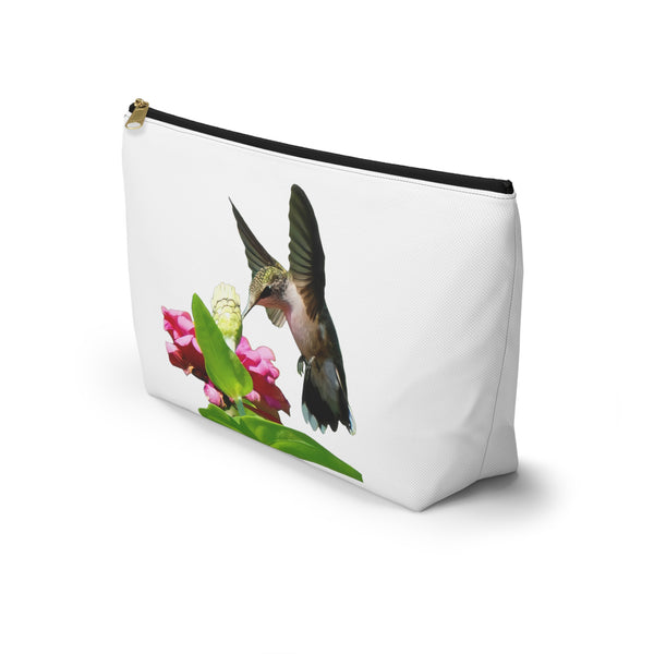 Hummingbird Wings Up White Accessory Pouch w T-bottom