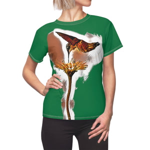 Women's Cut & Sew Hummingbird Flame Green Tee (AOP 2)