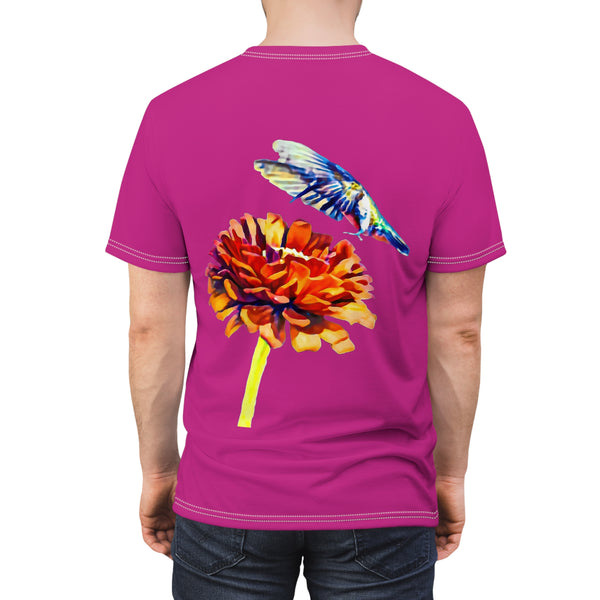 Unisex Cut & Sew Hummingbird Wings Up Neat Pink Tee (AOP 1)