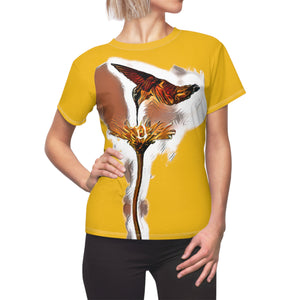 Women's Cut & Sew Hummingbird Flame Yellow Tee (AOP 2)