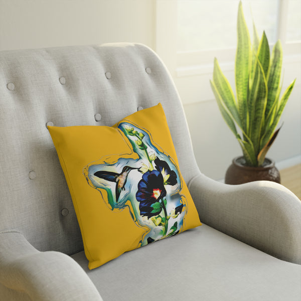 Hummingbird Standing Yellow Cushion