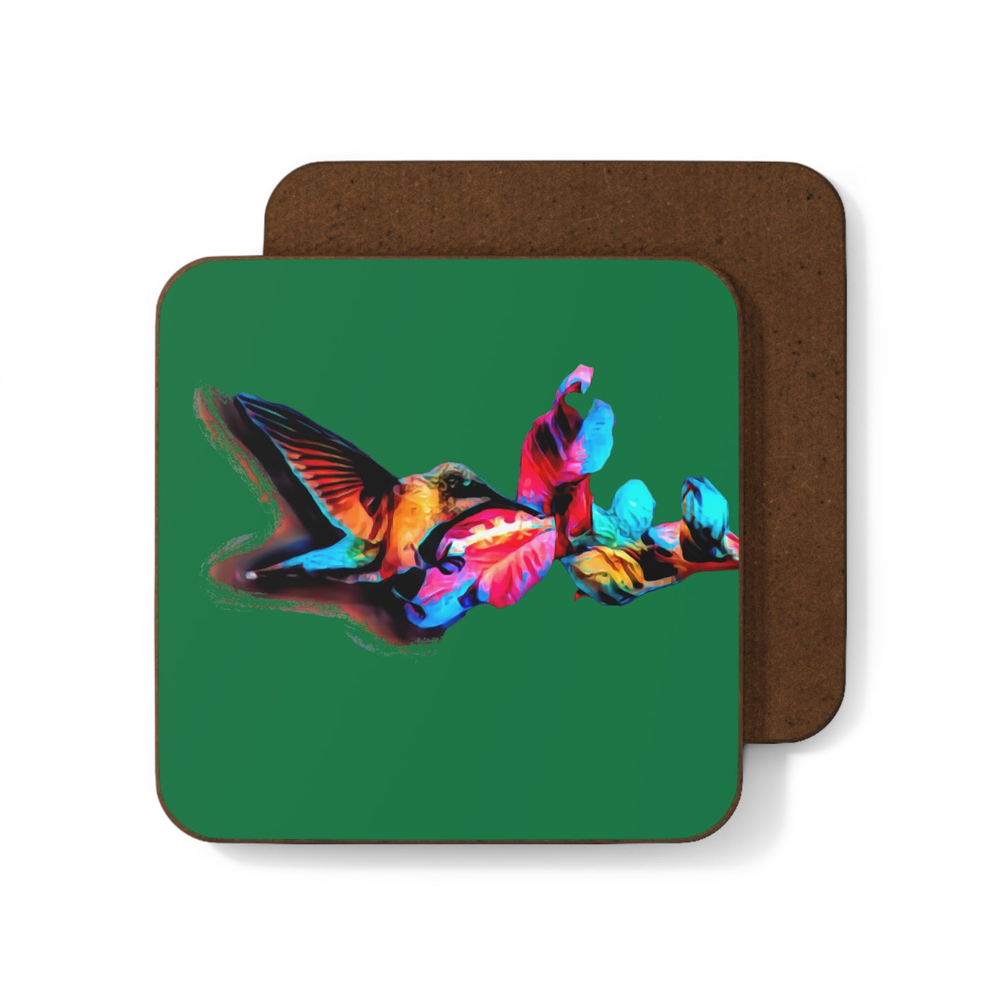 Hummingbird Landing Neat Green Hardboard Back Coaster