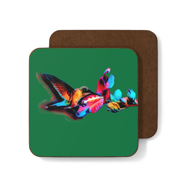 Hummingbird Landing Neat Green Hardboard Back Coaster