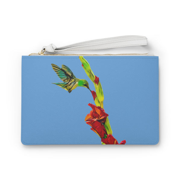 Hummingbird Gladiolus Light Blue Clutch Bag (2)