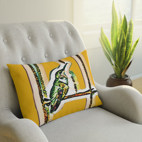 Hummingbird Emerald Yellow Cushion