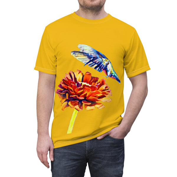 Unisex Cut & Sew Hummingbird Wings Up Yellow Tee (AOP 1)