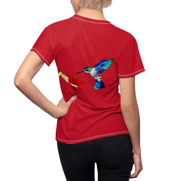 Women's Cut & Sew Hummingbird Sweet Red Tee (AOP 1)