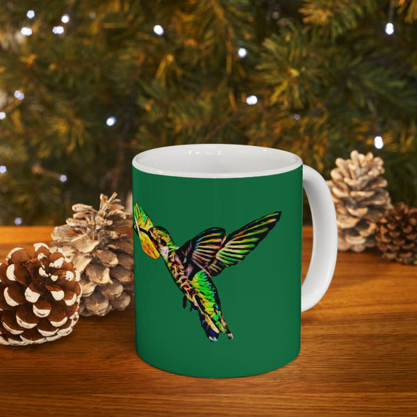 Hummingbird Emerald Green Ceramic Mug 11oz