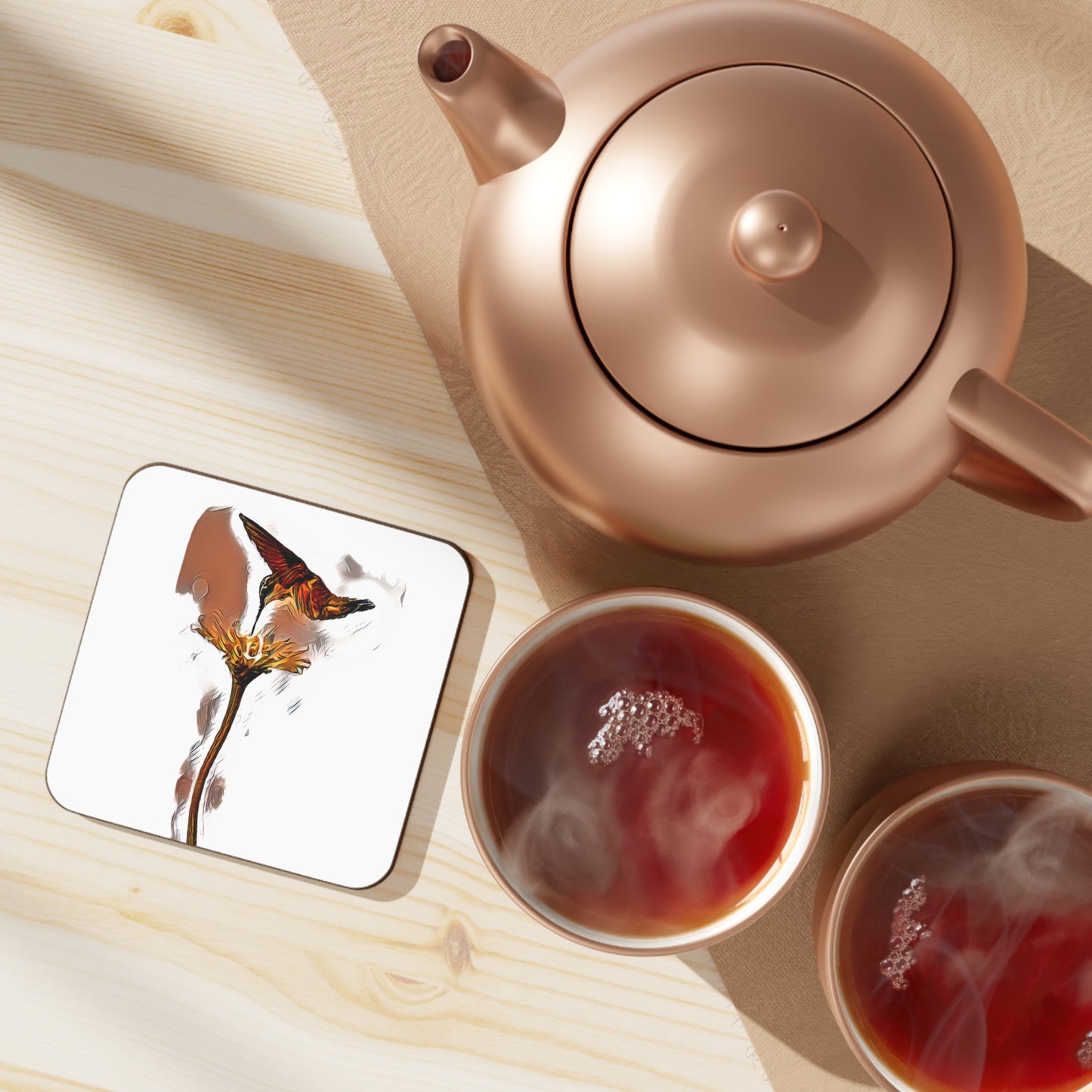 Hummingbird Flame Hardboard Back Coaster