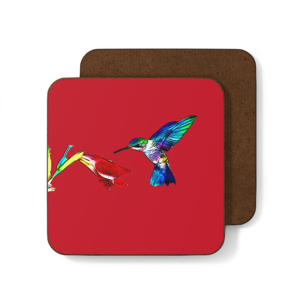 Hummingbird Sweet Red Hardboard Back Coaster